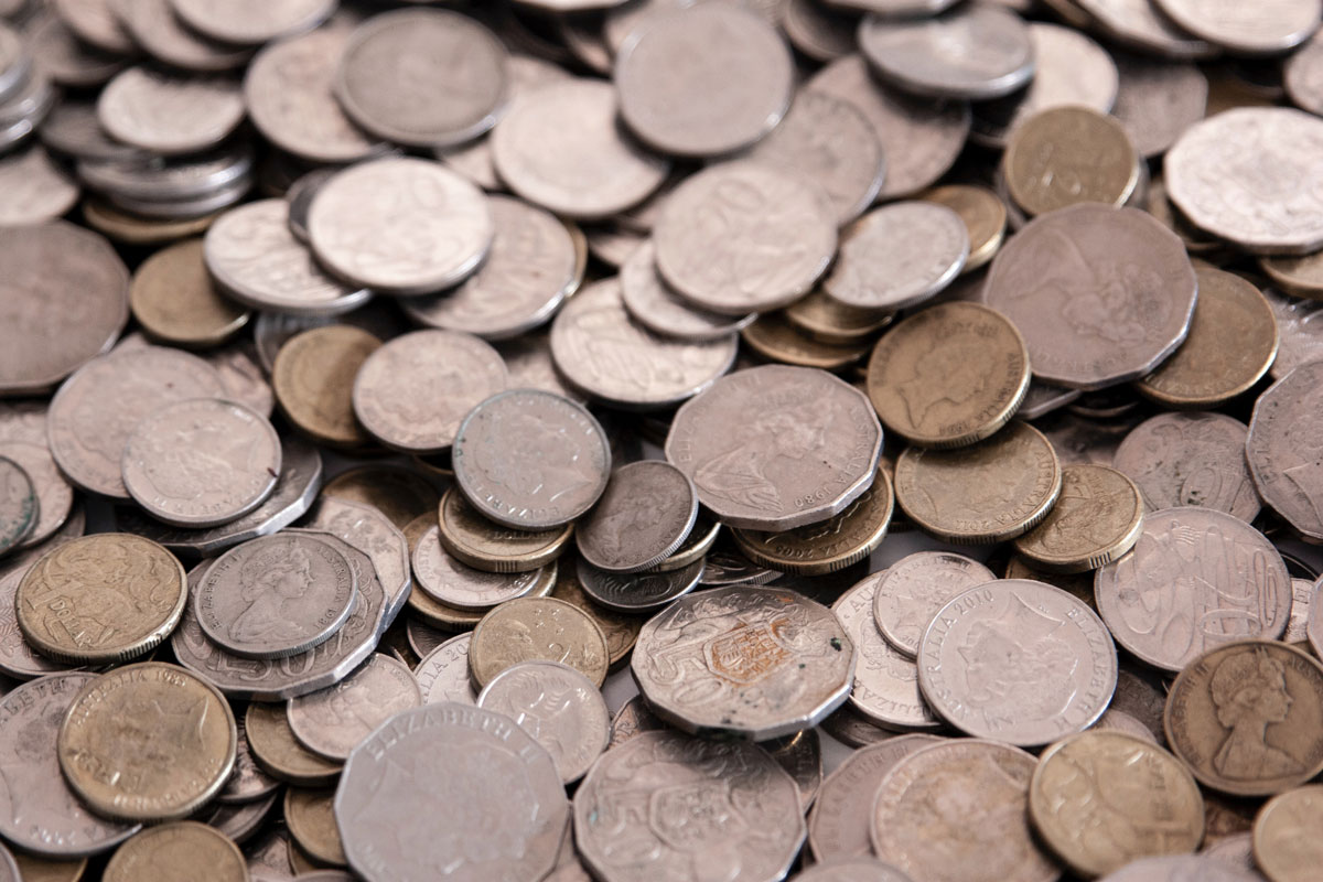 Australian coins on table